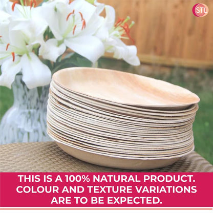 STL Disposable Palm Leaf Plates, Sturdy and Strong Large Round Dinnerware, Perfect Traditional Disposable Dinnerware for Hot and Cold Foods, Ideal for Weddings and Picnics