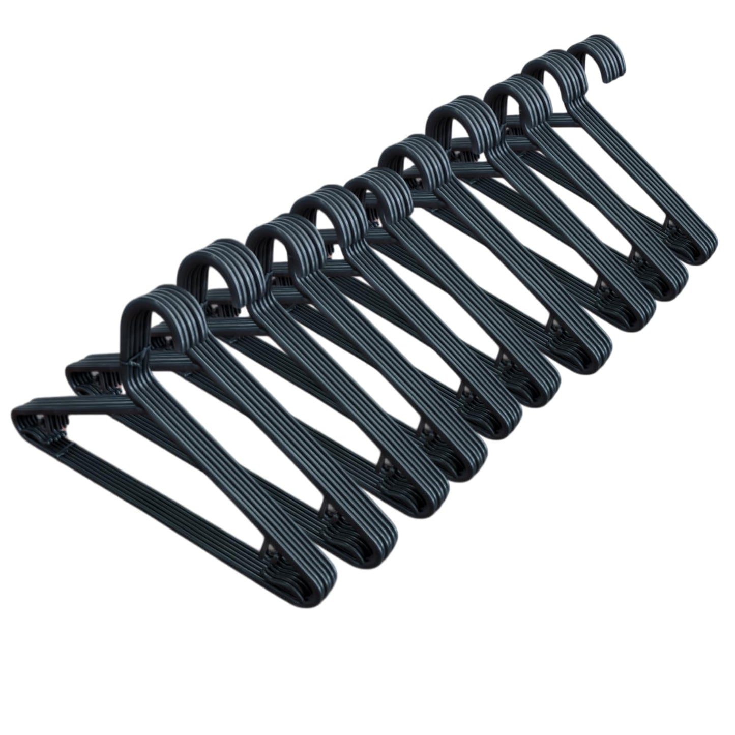 STL Adult Plastic Coat Hangers - Premium Space-Saving Wardrobe Organizer with Strap Hooks and Secure Lip