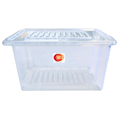 STL Heavy-Duty Clear Plastic Storage Box with Lid Stackable Storage Container for Home, Office, Kitchen, Toys, and Goods, Secure Clip-Lock Lid, Durable & Transparent Design