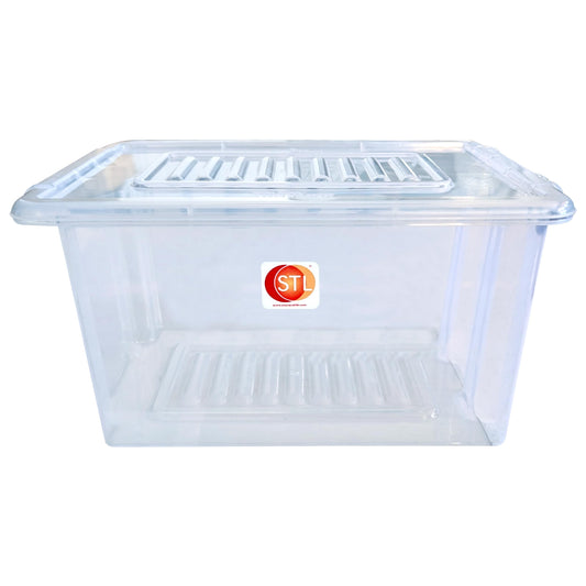 STL Heavy-Duty Clear Plastic Storage Box with Lid Stackable Storage Container for Home, Office, Kitchen, Toys, and Goods, Secure Clip-Lock Lid, Durable & Transparent Design