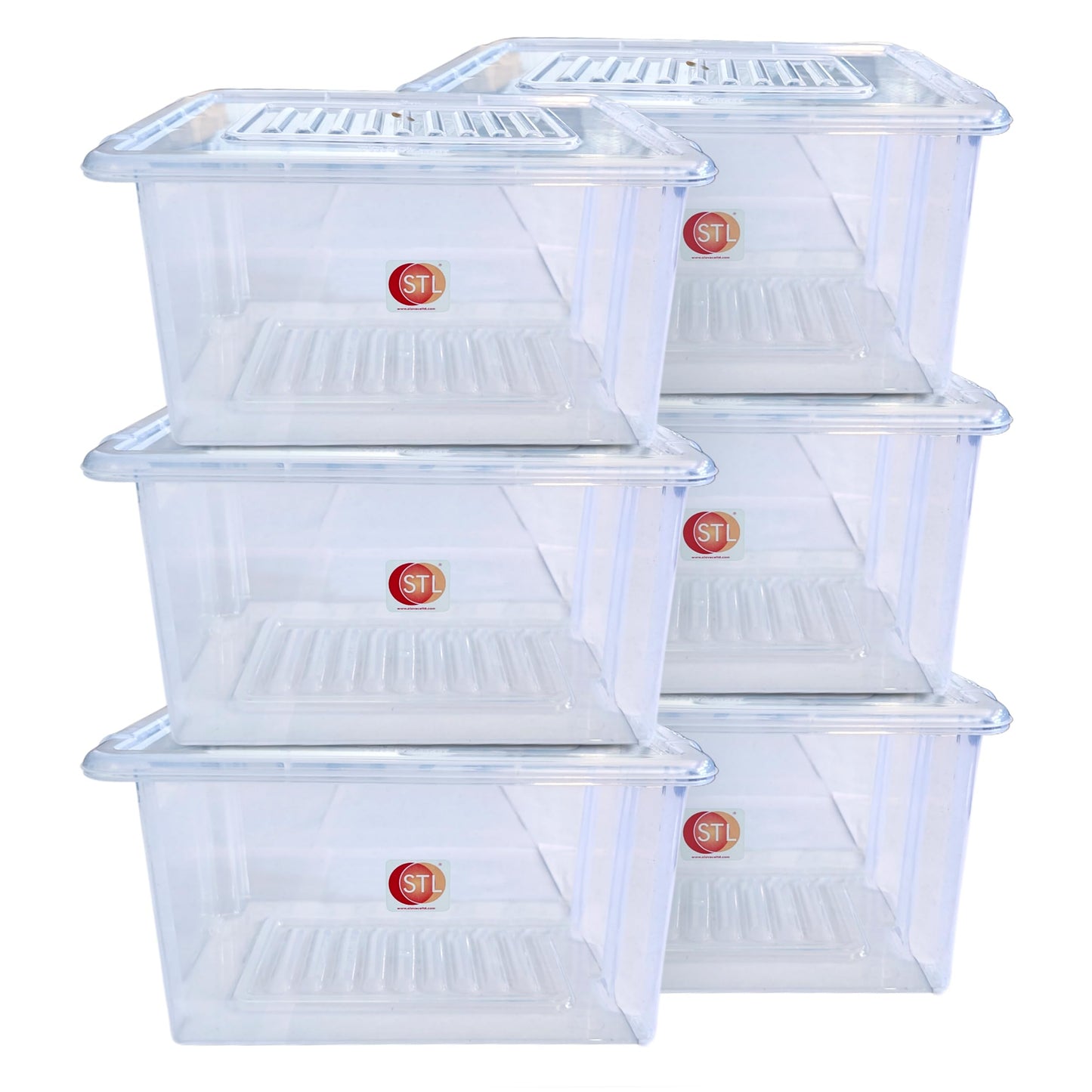 STL Heavy-Duty Clear Plastic Storage Box with Lid Stackable Storage Container for Home, Office, Kitchen, Toys, and Goods, Secure Clip-Lock Lid, Durable & Transparent Design