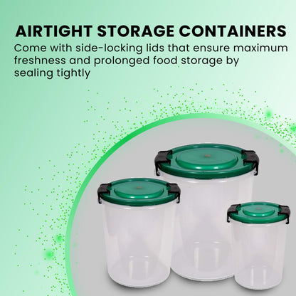 STL Set of 3 Round Plastic Kitchen Food Storage Container Set with Lids(10Ltr,16Ltr,25Ltr) | Airtight & Leakproof Storage Containers | Microwave,Freezer&Dishwasher Safe