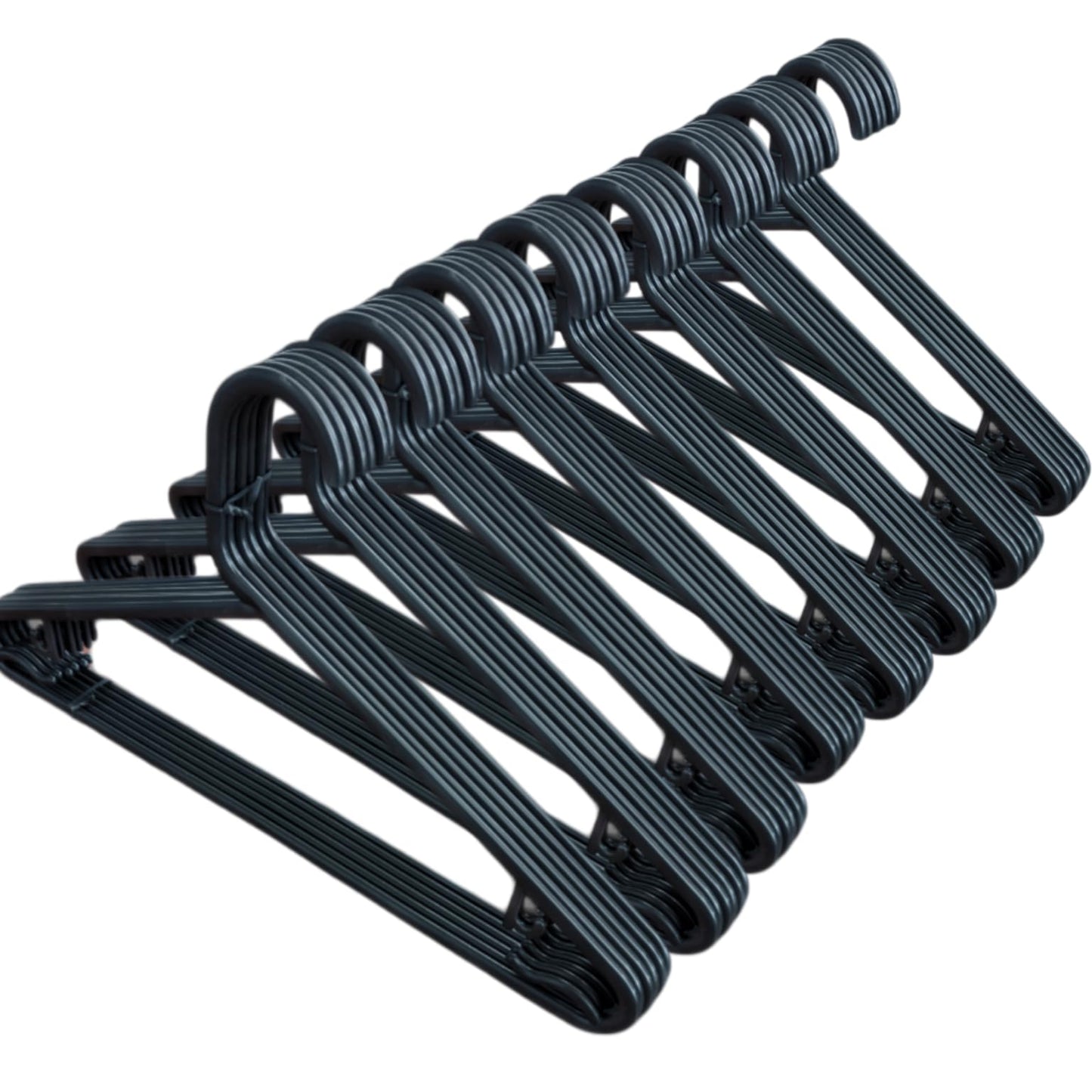 STL Adult Plastic Coat Hangers - Premium Space-Saving Wardrobe Organizer with Strap Hooks and Secure Lip