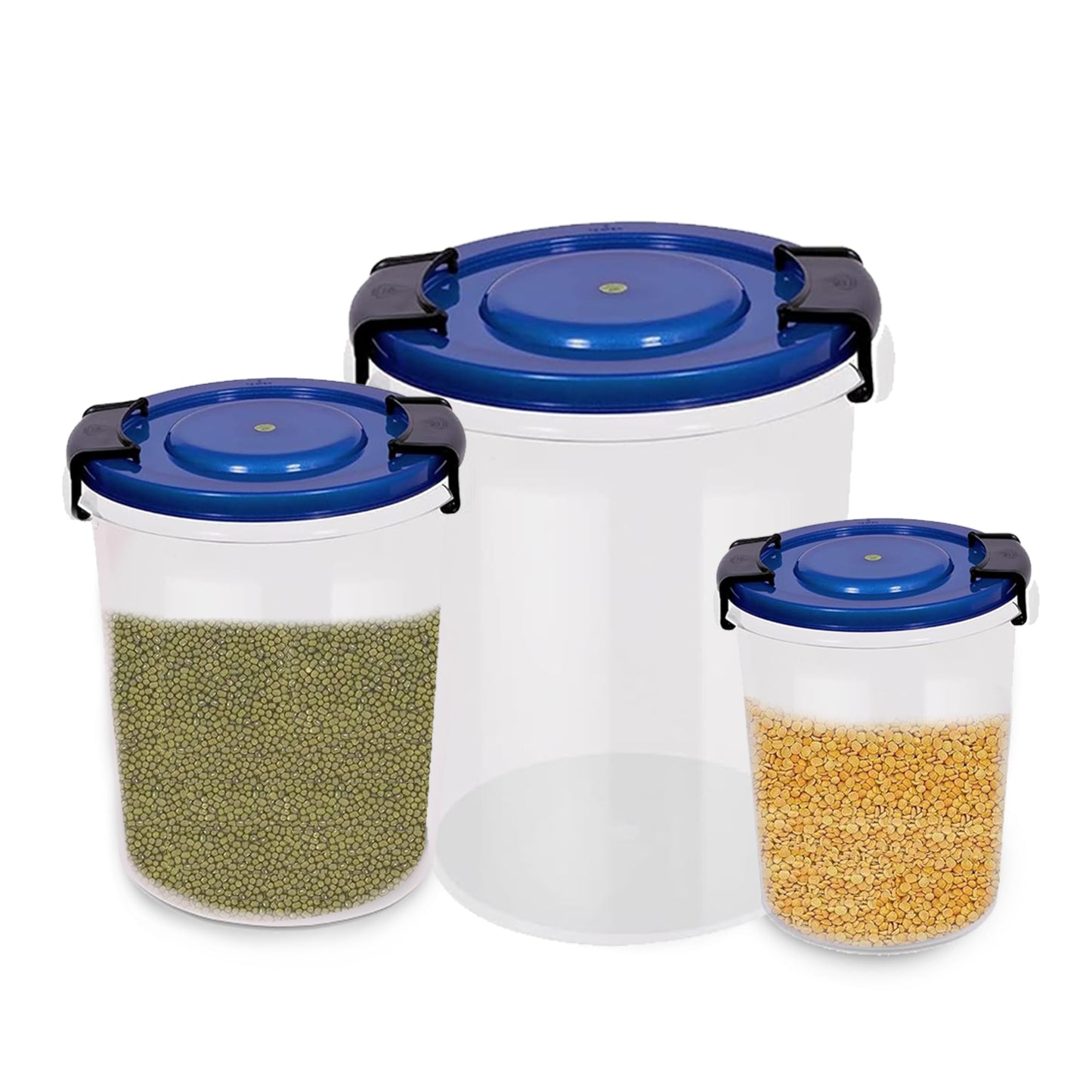 STL Set of 3 Round Plastic Kitchen Food Storage Container Set with Lids(10Ltr,16Ltr,25Ltr) | Airtight & Leakproof Storage Containers | Microwave,Freezer&Dishwasher Safe
