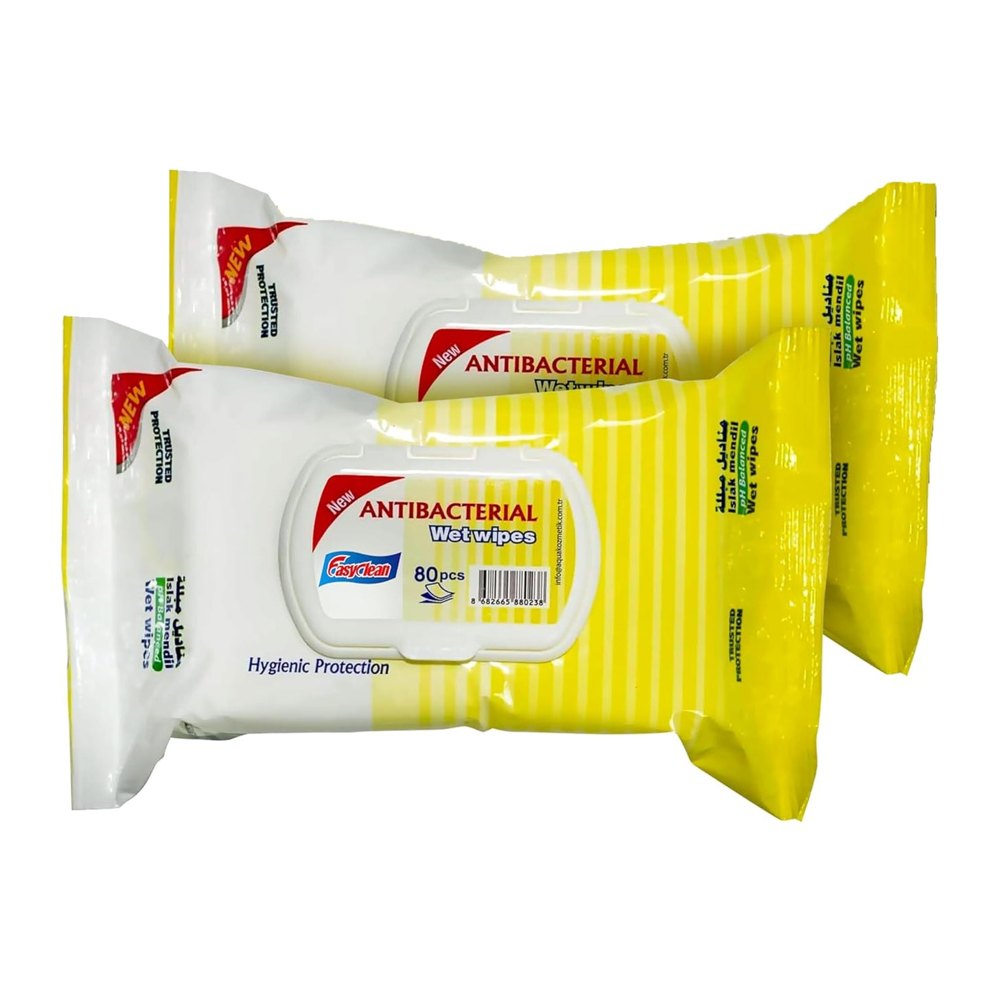 Easyclean Biodegradable Antibacterial Wipes, Multi-Purpose Cleaning Wipes for Hands, Surfaces & Germ Protection Lemon Fragrance, Resealable Pack for Home & On-the-Go Clean