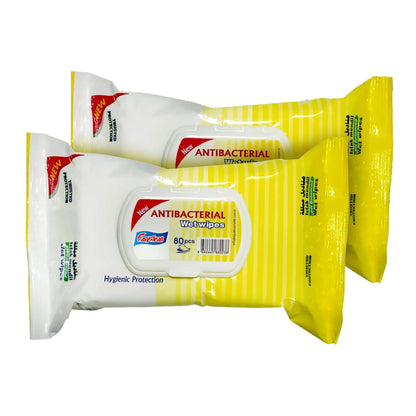 Easyclean Biodegradable Antibacterial Wipes, Multi-Purpose Cleaning Wipes for Hands, Surfaces & Germ Protection Lemon Fragrance, Resealable Pack for Home & On-the-Go Clean