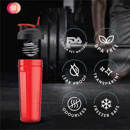 STL Protein Shaker Bottle 650ml – Mixball Shake Blender – Your Perfect Fitness Partner – BPA Free, Leak-Proof, Odorless, and Safe for Freezing – Pick Your Power Color: Green, Blue, or Red