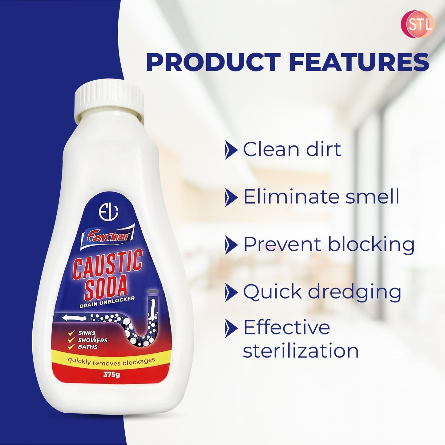 Powerful Caustic Soda Drain Cleaner | Effective Clog Remover, Industrial Strength Formula, Fast Action