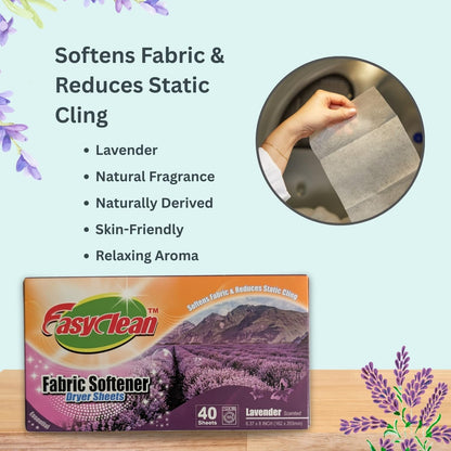 Easyclean Fabric Softener Dryer Sheets Assorted Scents – Fresh Fragrance, Long-Lasting Fresh Scent, Softens Clothes, Reduces Static & Wrinkles, For All Fabric Types, Convenient & Easy-to-Use