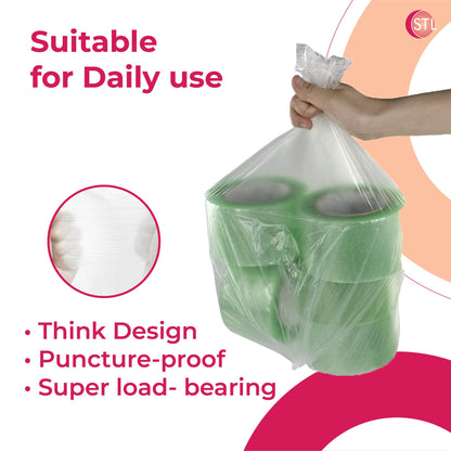 STL 50L Tie-Handle Swing Bin Liners, Heavy-Duty Unscented Bags, Leak-Proof Garbage Bags for Kitchen, Office, & Large Indoor Bins, Durable, Lightweight Polythene