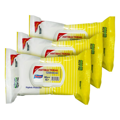 Easyclean Biodegradable Antibacterial Wipes, Multi-Purpose Cleaning Wipes for Hands, Surfaces & Germ Protection Lemon Fragrance, Resealable Pack for Home & On-the-Go Clean