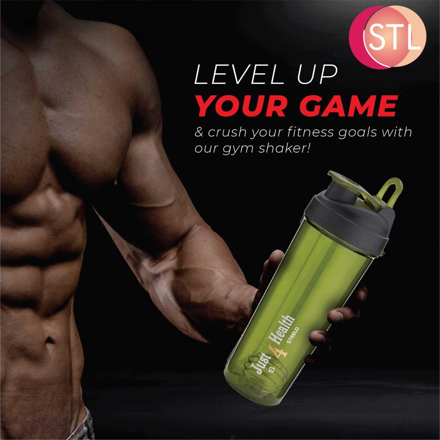 STL Protein Shaker Bottle 650ml – Mixball Shake Blender – Your Perfect Fitness Partner – BPA Free, Leak-Proof, Odorless, and Safe for Freezing – Pick Your Power Color: Green, Blue, or Red