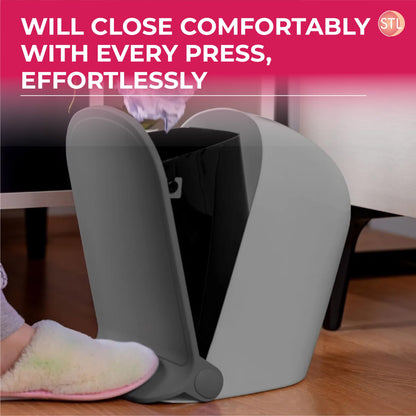 STL Modern Slim Foot Pedal Trash Can 5L Bathroom Bin, Space Saving, Foldable Design, Durable ABS Plastic for Kitchen, Bathroom, Office & More, Hands Free, Odor Control, Easy to Clean