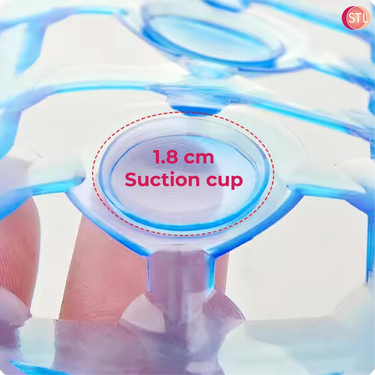 STL Crystal Non Slip Suction Cup Shower Mat, Anti Slip PVC Floor Mat for Inside Bathroom, Soft & Washable with Drain Holes, Massage Surface for Comfort, Powerful Grip for Elderly & Children