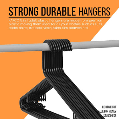 STL Adult Plastic Coat Hangers - Premium Space-Saving Wardrobe Organizer with Strap Hooks and Secure Lip