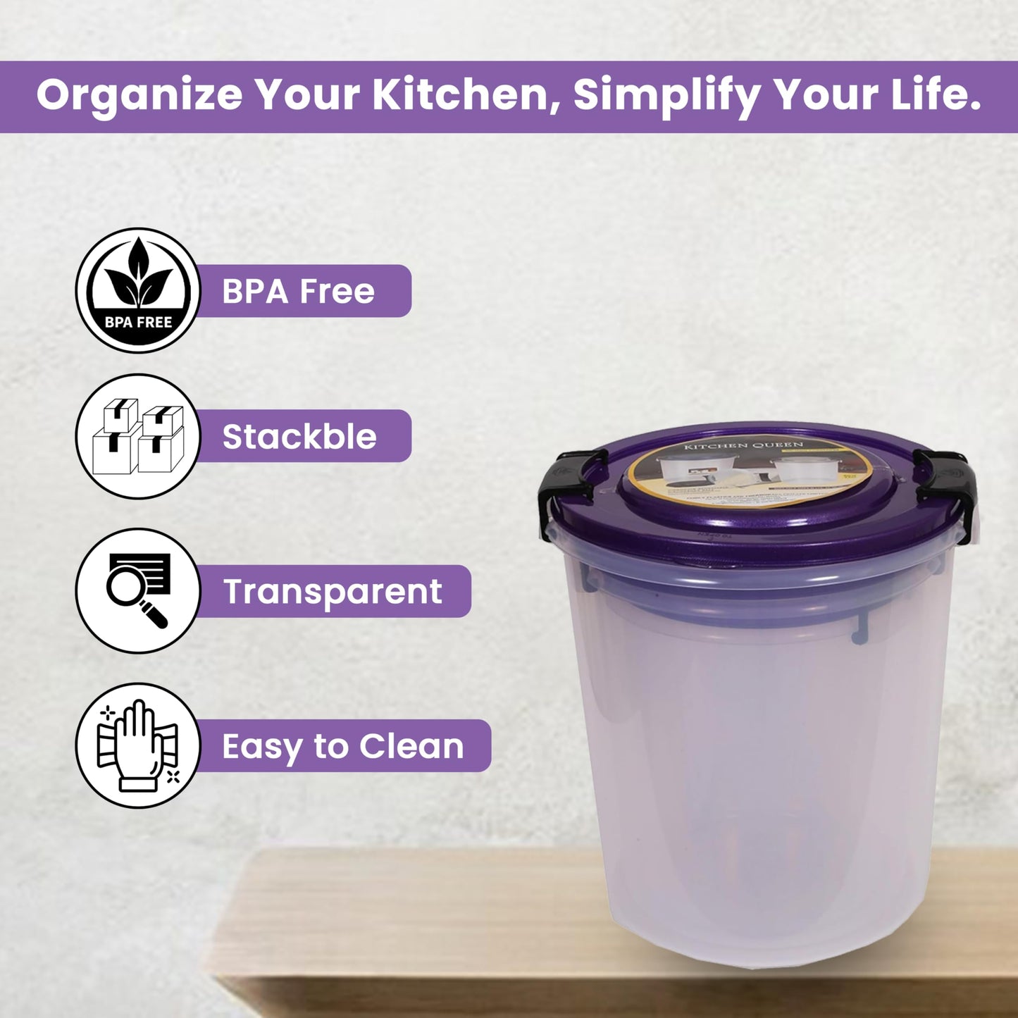 STL Set of 3 Round Plastic Kitchen Food Storage Container Set with Lids(10Ltr,16Ltr,25Ltr) | Airtight & Leakproof Storage Containers | Microwave,Freezer&Dishwasher Safe