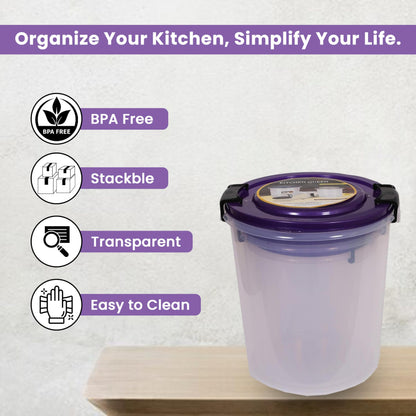 STL Set of 3 Round Plastic Kitchen Food Storage Container Set with Lids(10Ltr,16Ltr,25Ltr) | Airtight & Leakproof Storage Containers | Microwave,Freezer&Dishwasher Safe