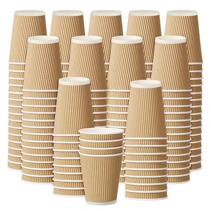 STL (Pack of 1000X12Oz)Ripple Paper Cups, Disposable kraft paper cups for Hot and cold drinks, Insulated Leak-Proof coffee cups,tea cups,Takeway coffee cup,Microwave Safe, Ideal for Café,Office,Events