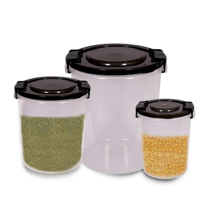 STL Set of 3 Round Plastic Kitchen Food Storage Container Set with Lids(10Ltr,16Ltr,25Ltr) | Airtight & Leakproof Storage Containers | Microwave,Freezer&Dishwasher Safe