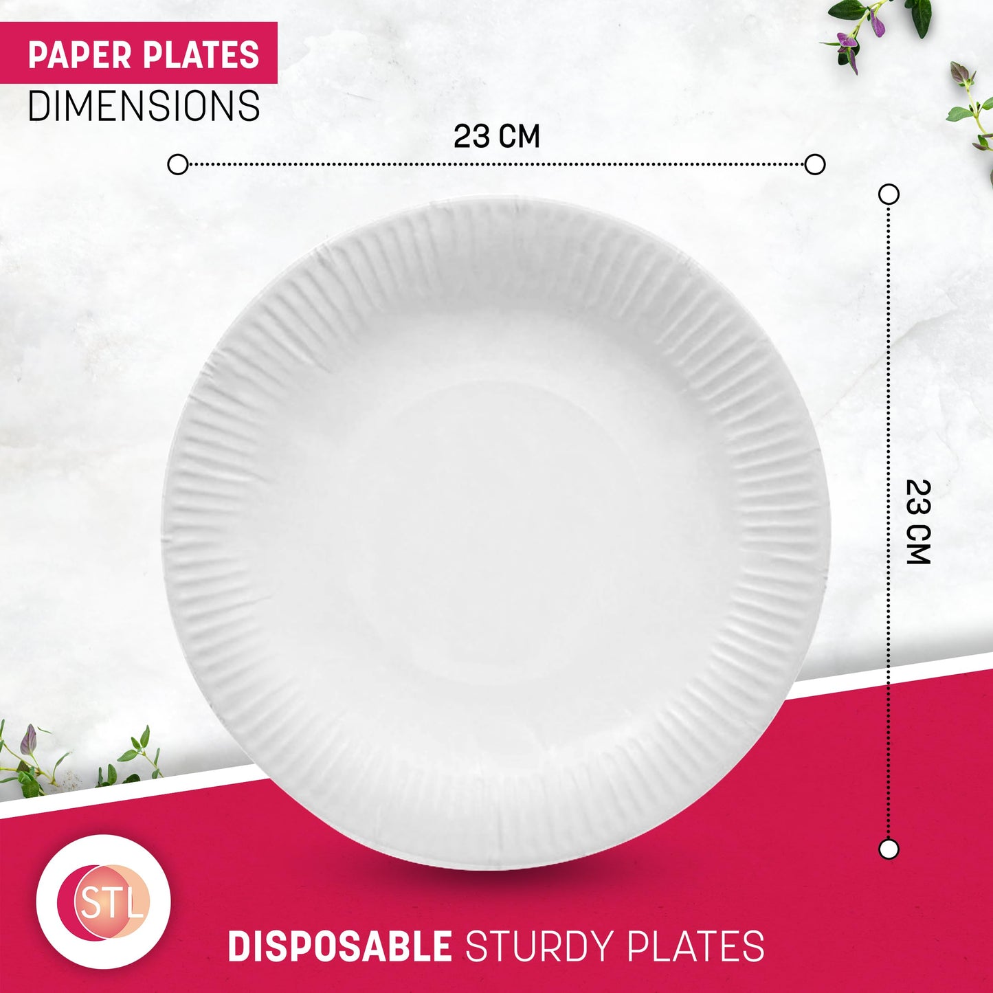 STL Strong Paper Plates (9 Inch / 50-Pack) 100% Compostable Heavy-Duty, Durable & Leak-Resistant, Eco-Friendly Disposable Plates,Made of Natural Fibers – 9" Biodegradable Paper Plates
