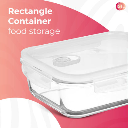 STL Food Storage Containers Smart-Locking System Lid For Lunch Boxes Kitchen, Pantry Microwave & Freezer Safe - Glass Leak Proof containers BPA Free