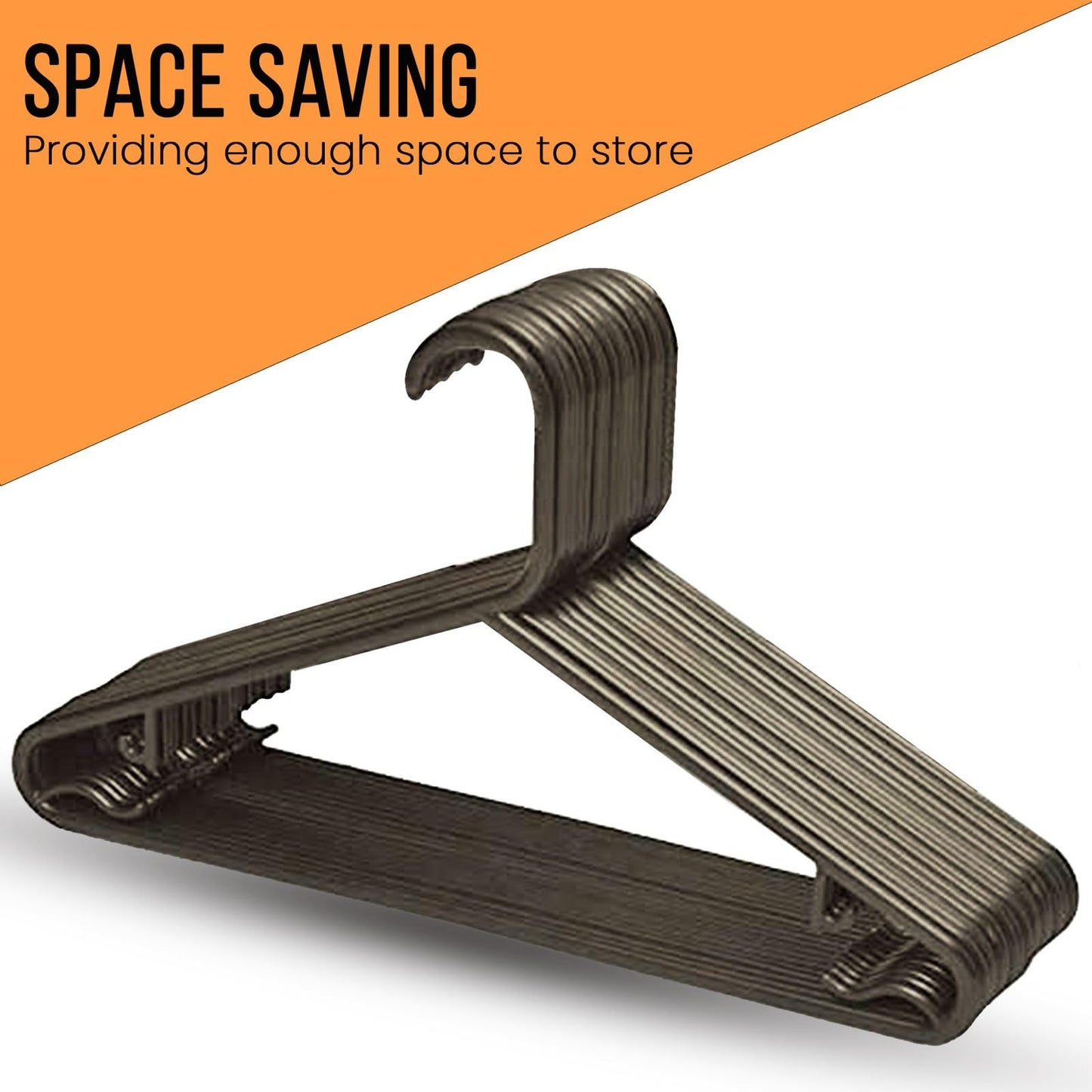 STL Adult Plastic Coat Hangers - Premium Space-Saving Wardrobe Organizer with Strap Hooks and Secure Lip