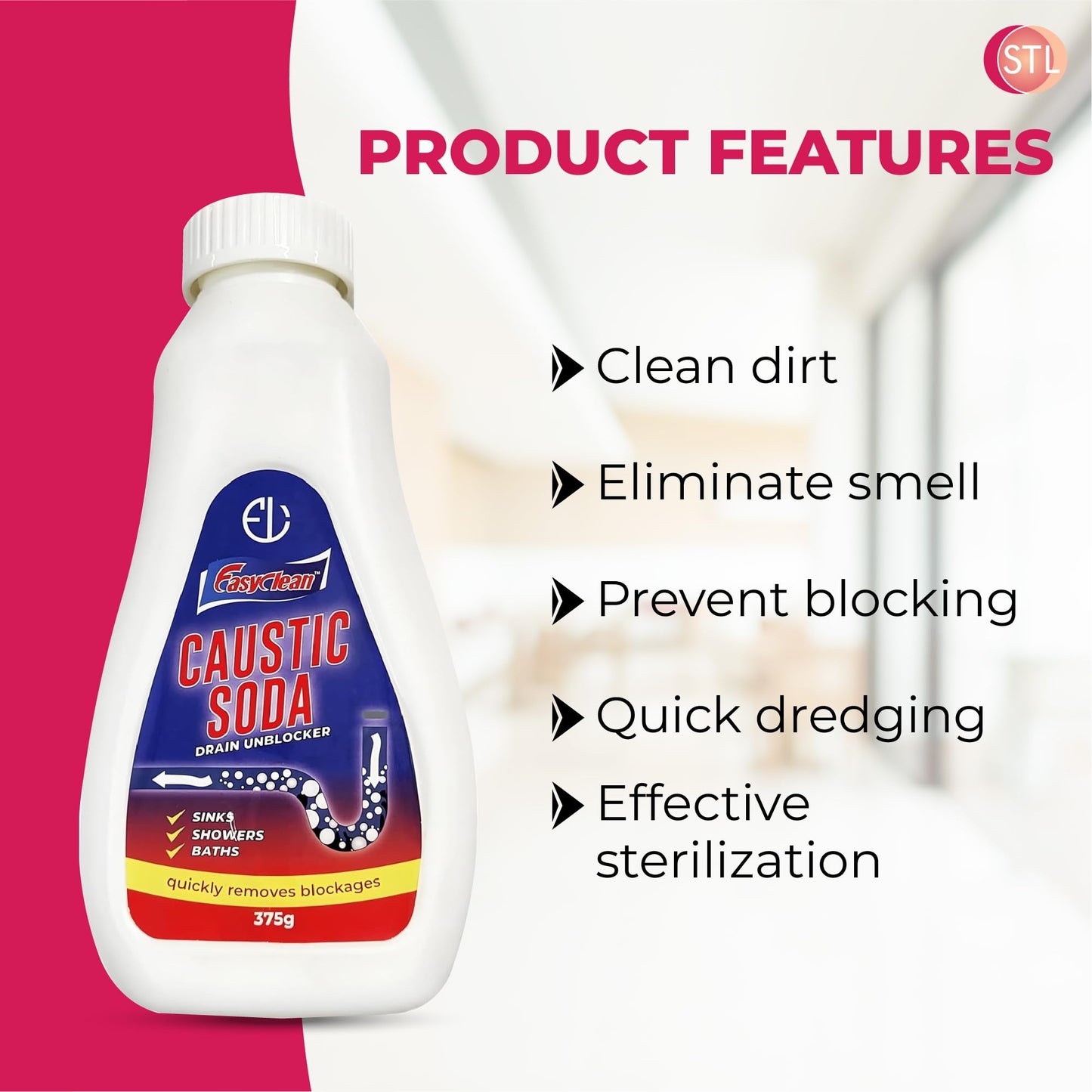 Powerful Caustic Soda Drain Cleaner | Effective Clog Remover, Industrial Strength Formula, Fast Action