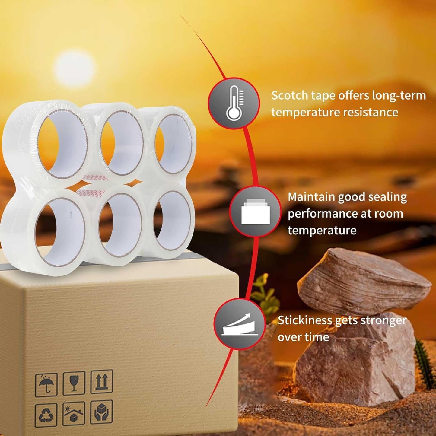 STL Clear Tape 48mm x 66m (Pack of 6) | Clear packaging Tapes for Parcels, Boxes, Cartons, Postage,moving houses | Adhesive Clear Tapes | Transparent & Brown