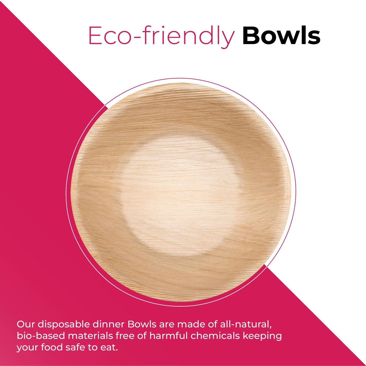 STL 25-Pack Disposable Palm Leaf Bowl, Sustainable, Microwave & Freezer Safe, Ideal for Desserts, Salads, & Snacks, Eco-Conscious Party & Event Tableware
