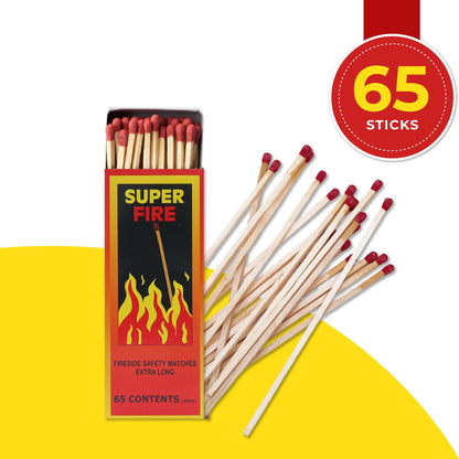 STL Super Fire Extra Long Safety Matches - 15cm Matches for Wood Burners, BBQs, Fire Pits, Stoves & More - 65 Matches per Box - Premium Quality & Safe Ignition