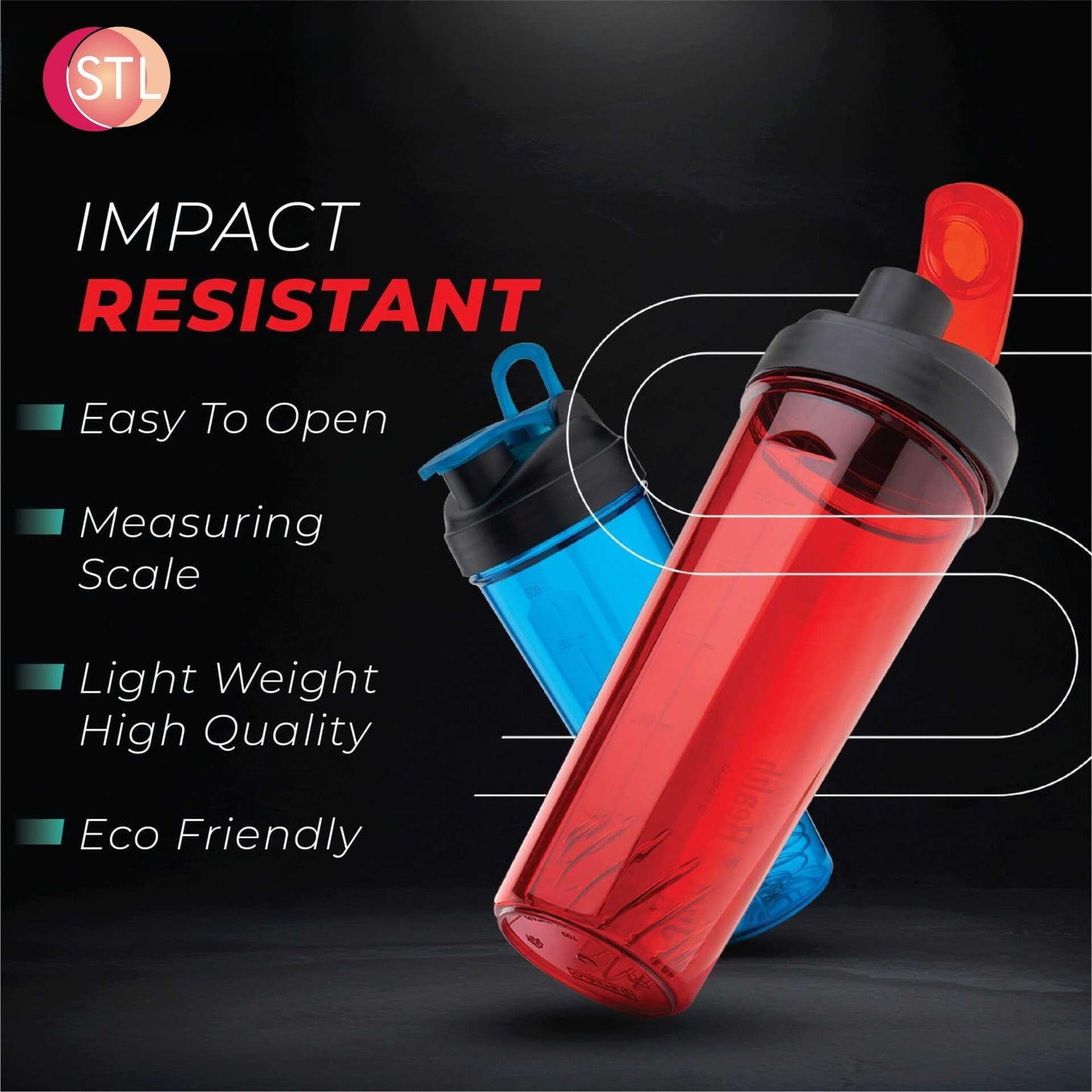 STL Protein Shaker Bottle 650ml – Mixball Shake Blender – Your Perfect Fitness Partner – BPA Free, Leak-Proof, Odorless, and Safe for Freezing – Pick Your Power Color: Green, Blue, or Red