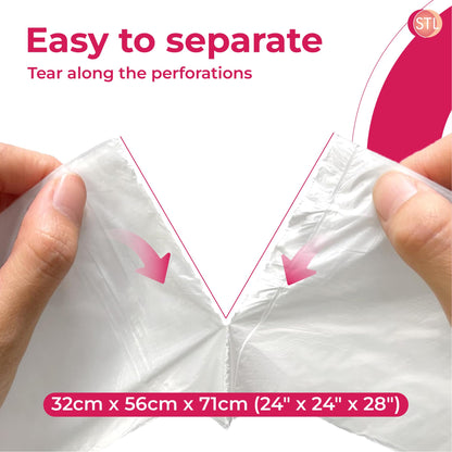 STL 50L Tie-Handle Swing Bin Liners, Heavy-Duty Unscented Bags, Leak-Proof Garbage Bags for Kitchen, Office, & Large Indoor Bins, Durable, Lightweight Polythene