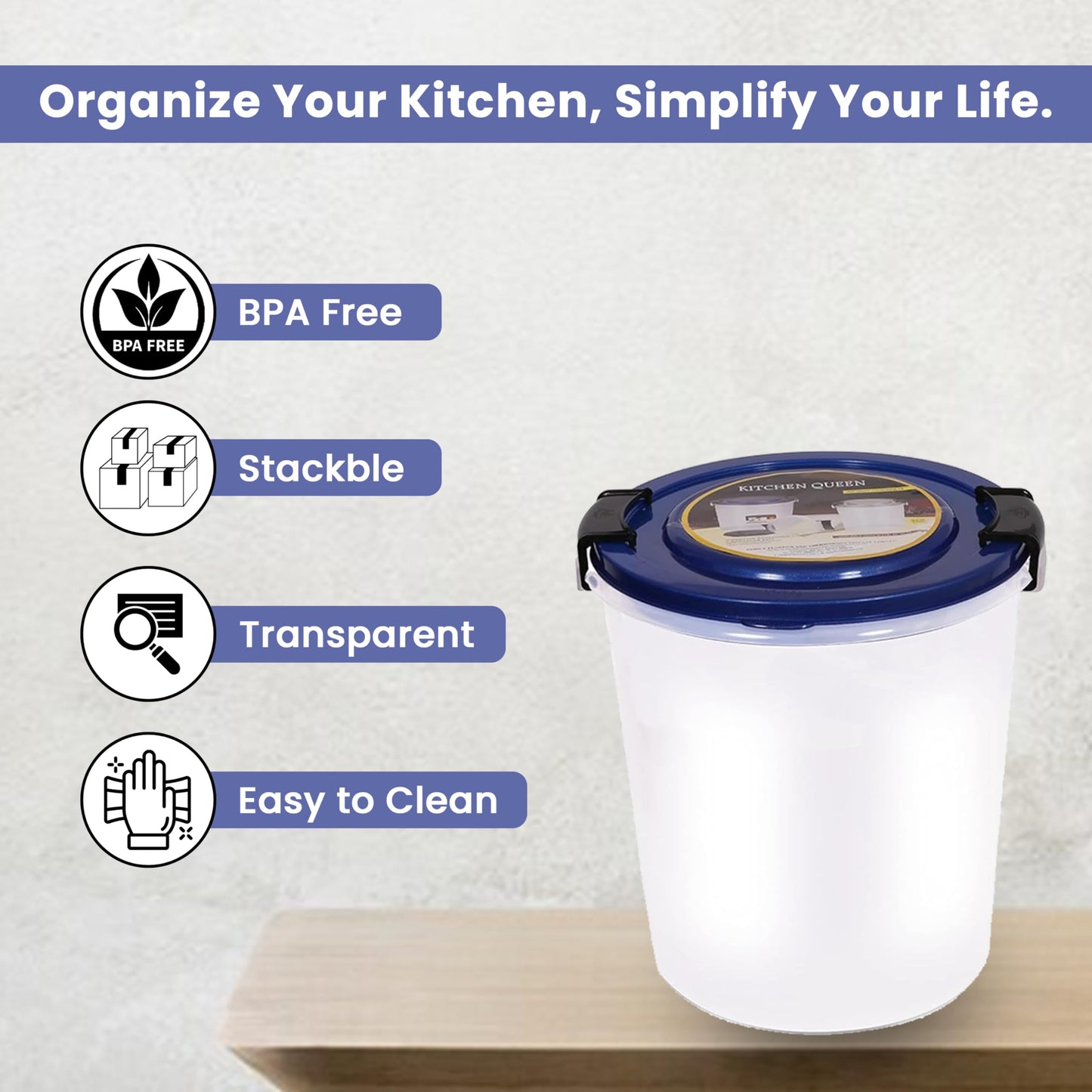 STL Set of 3 Round Plastic Kitchen Food Storage Container Set with Lids(10Ltr,16Ltr,25Ltr) | Airtight & Leakproof Storage Containers | Microwave,Freezer&Dishwasher Safe