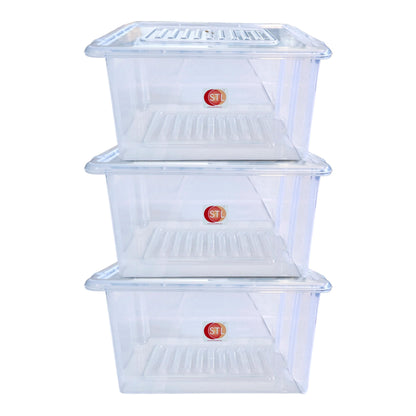 STL Heavy-Duty Clear Plastic Storage Box with Lid Stackable Storage Container for Home, Office, Kitchen, Toys, and Goods, Secure Clip-Lock Lid, Durable & Transparent Design