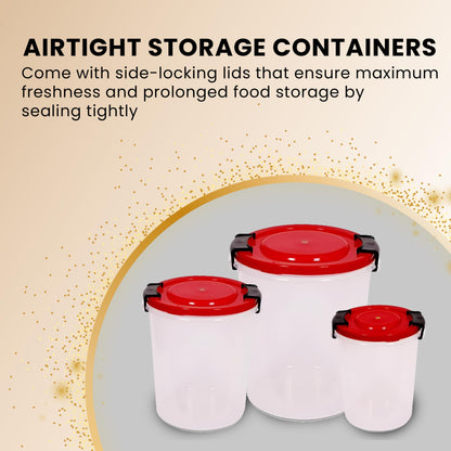 STL Set of 3 Round Plastic Kitchen Food Storage Container Set with Lids(10Ltr,16Ltr,25Ltr) | Airtight & Leakproof Storage Containers | Microwave,Freezer&Dishwasher Safe