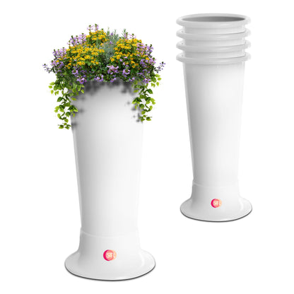 STL 4 Pcs 21W x 45.5H Long Shape Plastic Plant Pots Nursery Pots for Vegetables,Flowers,Herbs,Cuttings, Succulent,Flexible& Durable Pots for Transplanting Ideal for Home,Garden & Greenhouse