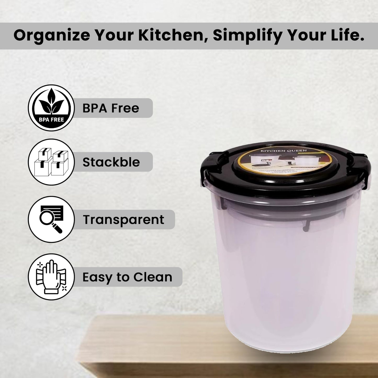 STL Set of 3 Round Plastic Kitchen Food Storage Container Set with Lids(10Ltr,16Ltr,25Ltr) | Airtight & Leakproof Storage Containers | Microwave,Freezer&Dishwasher Safe