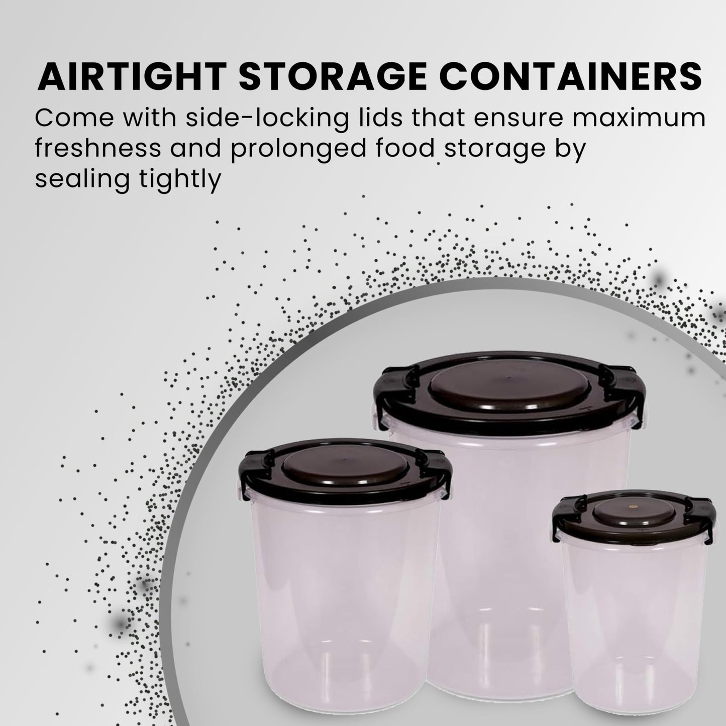 STL Set of 3 Round Plastic Kitchen Food Storage Container Set with Lids(10Ltr,16Ltr,25Ltr) | Airtight & Leakproof Storage Containers | Microwave,Freezer&Dishwasher Safe