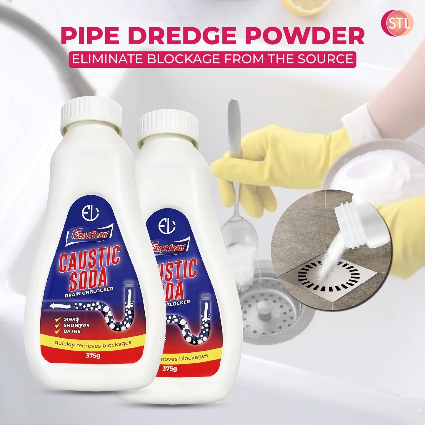 Powerful Caustic Soda Drain Cleaner | Effective Clog Remover, Industrial Strength Formula, Fast Action
