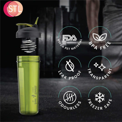 STL Protein Shaker Bottle 650ml – Mixball Shake Blender – Your Perfect Fitness Partner – BPA Free, Leak-Proof, Odorless, and Safe for Freezing – Pick Your Power Color: Green, Blue, or Red