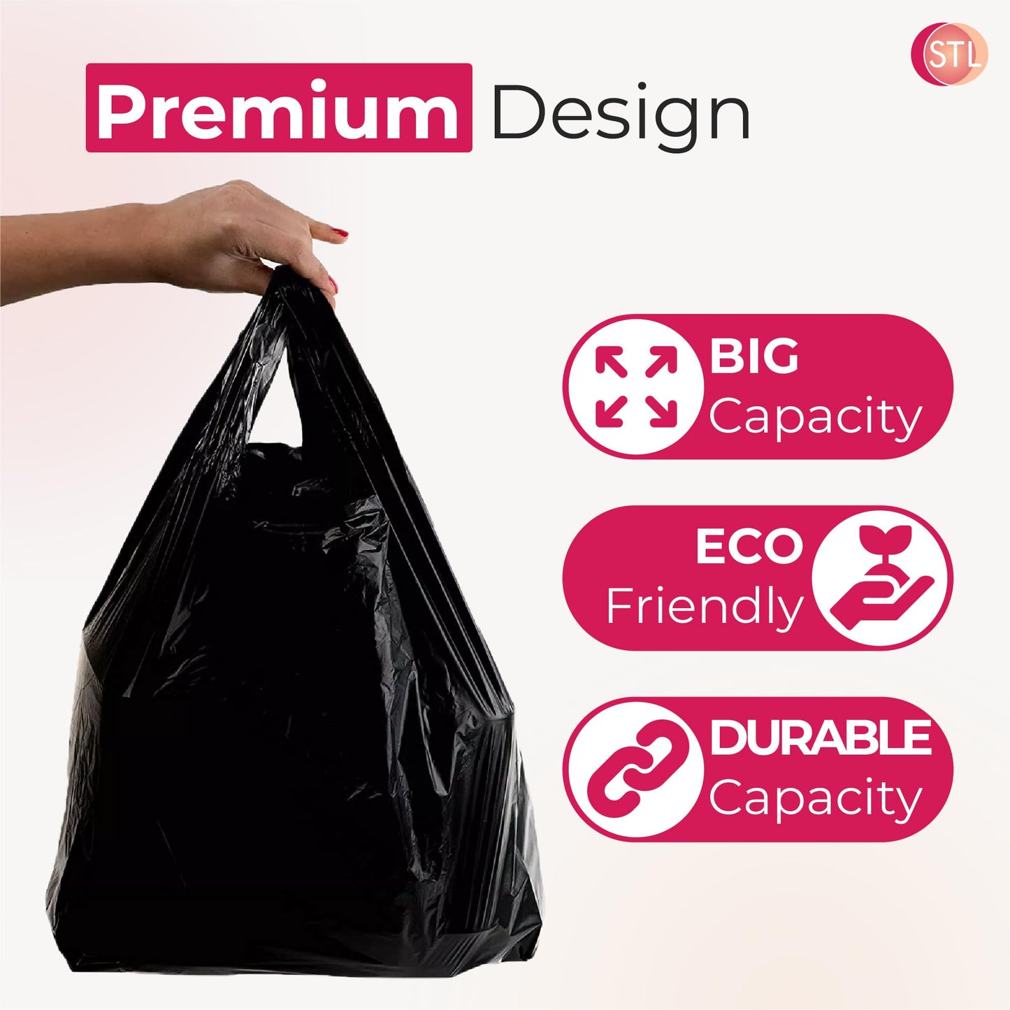 Heavy-Duty Black Carrier Bags 90L, Tear-Resistant Flat Top Refuse Sacks, 30 ?m Recycled Bin Liners for Household, Kitchen, Office, Restaurant, and Caterers