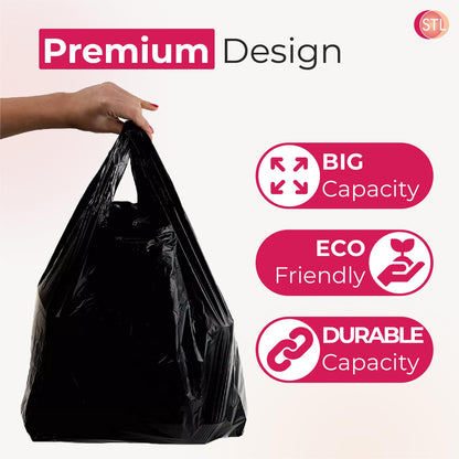 Heavy-Duty Black Carrier Bags 90L, Tear-Resistant Flat Top Refuse Sacks, 30 ?m Recycled Bin Liners for Household, Kitchen, Office, Restaurant, and Caterers