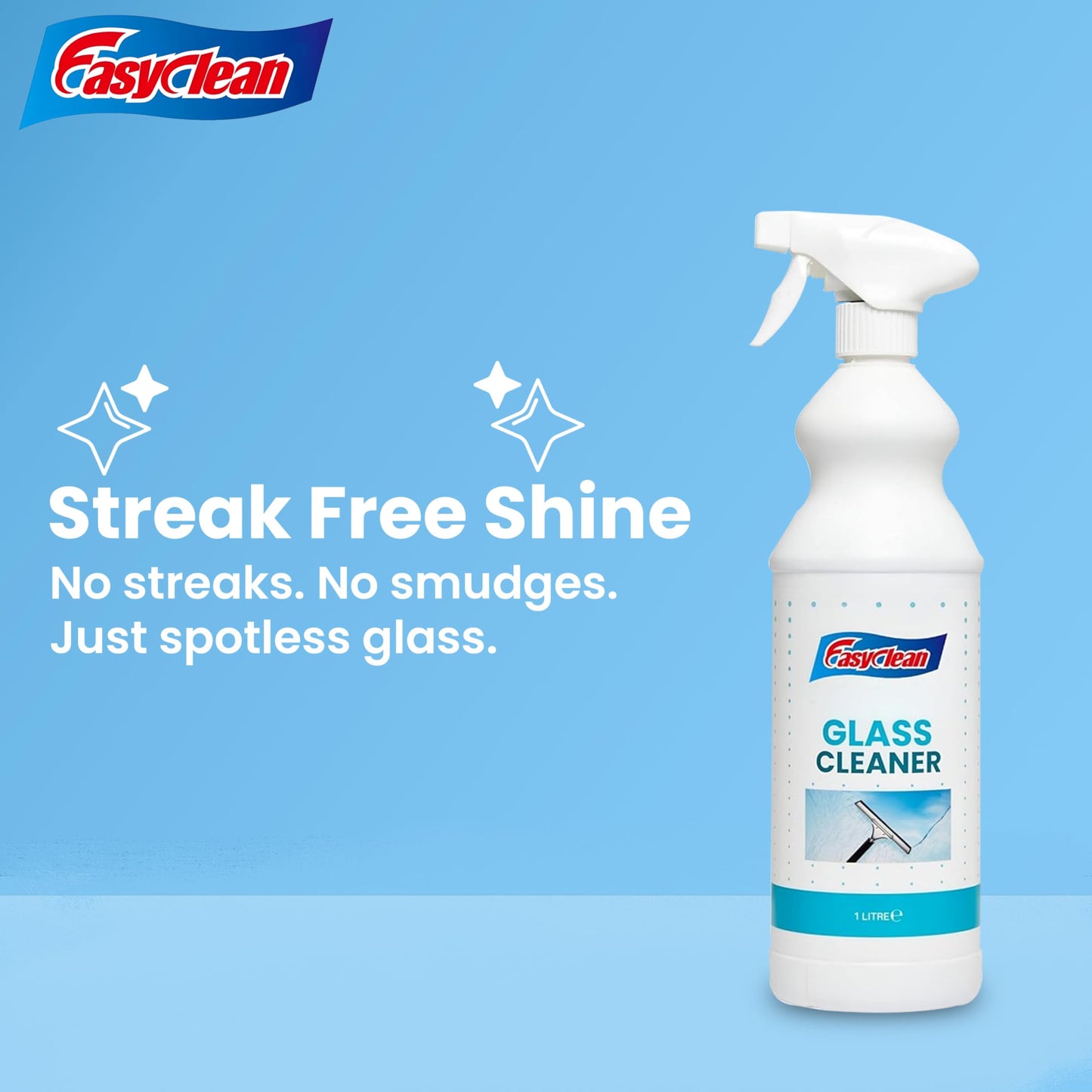 Easyclean Glass Cleaner Spray – 1 Litre Bottle | Powerful, Streak-Free Formula for Crystal Clear Windows, Mirrors, and Glass Surfaces | Ideal for Home, Office & Car Use
