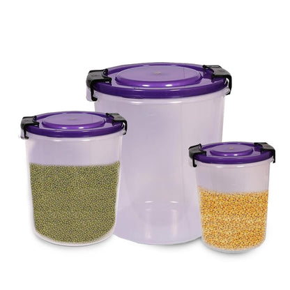 STL Set of 3 Round Plastic Kitchen Food Storage Container Set with Lids(10Ltr,16Ltr,25Ltr) | Airtight & Leakproof Storage Containers | Microwave,Freezer&Dishwasher Safe