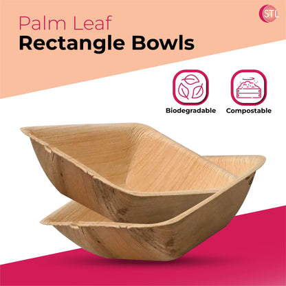 STL 25-Pack Disposable Palm Leaf Bowl, Sustainable, Microwave & Freezer Safe, Ideal for Desserts, Salads, & Snacks, Eco-Conscious Party & Event Tableware