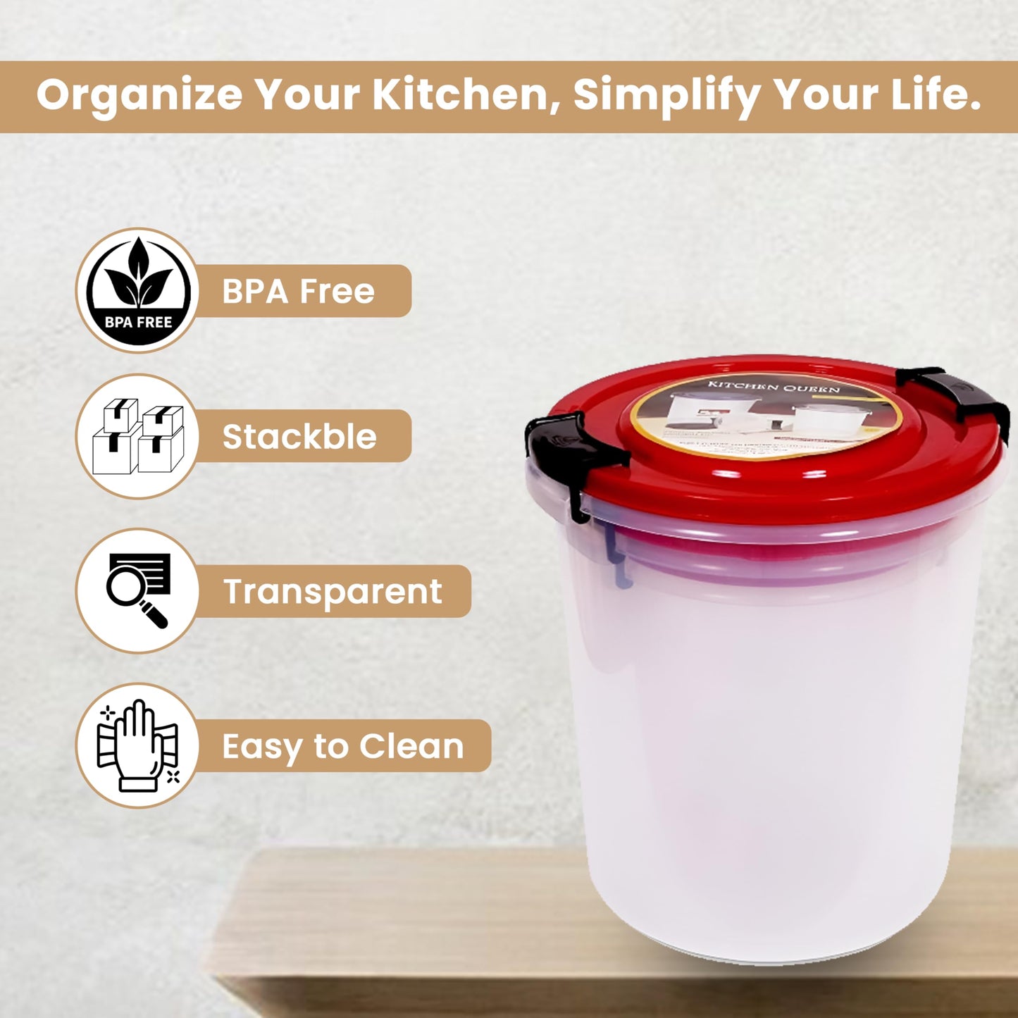 STL Set of 3 Round Plastic Kitchen Food Storage Container Set with Lids(10Ltr,16Ltr,25Ltr) | Airtight & Leakproof Storage Containers | Microwave,Freezer&Dishwasher Safe