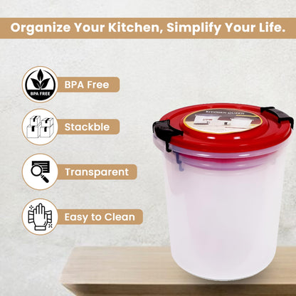 STL Set of 3 Round Plastic Kitchen Food Storage Container Set with Lids(10Ltr,16Ltr,25Ltr) | Airtight & Leakproof Storage Containers | Microwave,Freezer&Dishwasher Safe