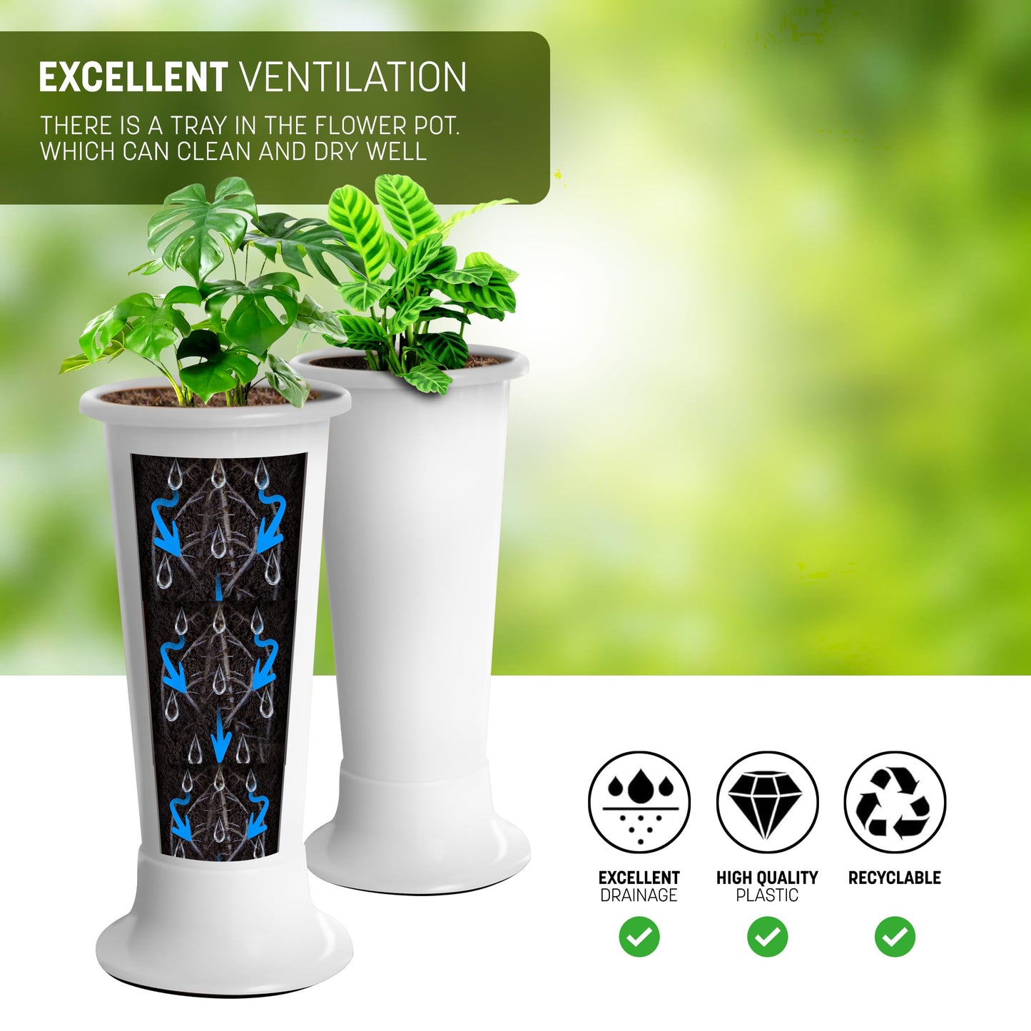 STL 4 Pcs 21W x 45.5H Long Shape Plastic Plant Pots Nursery Pots for Vegetables,Flowers,Herbs,Cuttings, Succulent,Flexible& Durable Pots for Transplanting Ideal for Home,Garden & Greenhouse