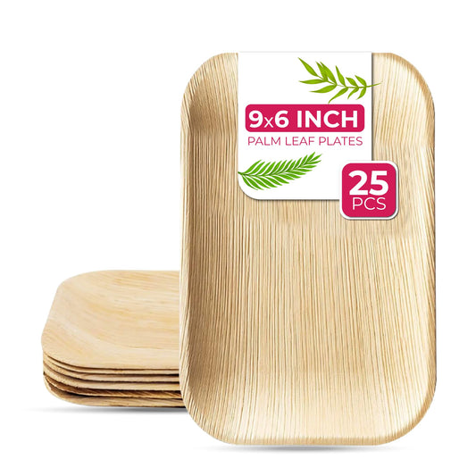 STL Disposable Palm Leaf Serving Trays Durable Eco-Conscious Alternative to Wooden Serving Trays, Deep Rectangle Platters for Weddings, Parties, Charcuterie, and Hot Foods