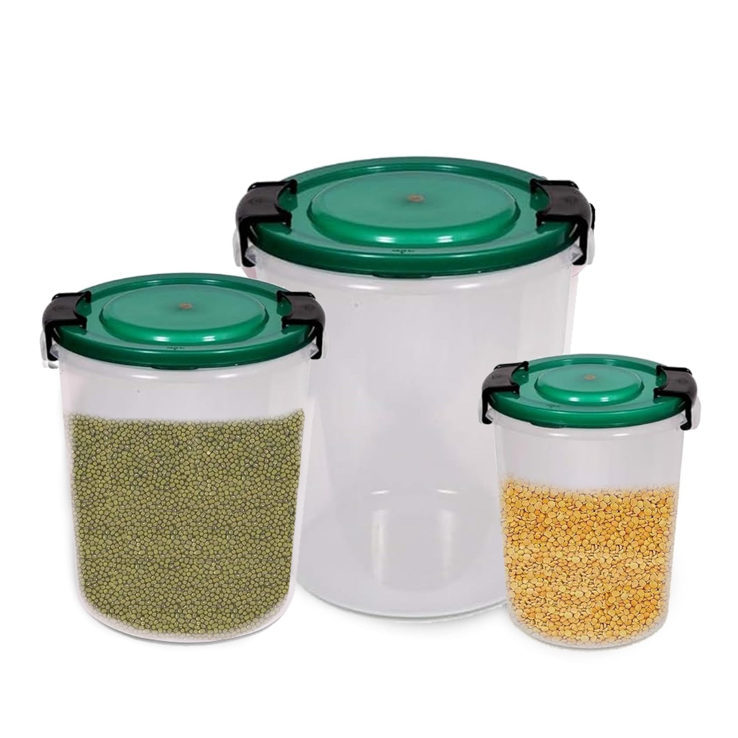 STL Set of 3 Round Plastic Kitchen Food Storage Container Set with Lids(10Ltr,16Ltr,25Ltr) | Airtight & Leakproof Storage Containers | Microwave,Freezer&Dishwasher Safe